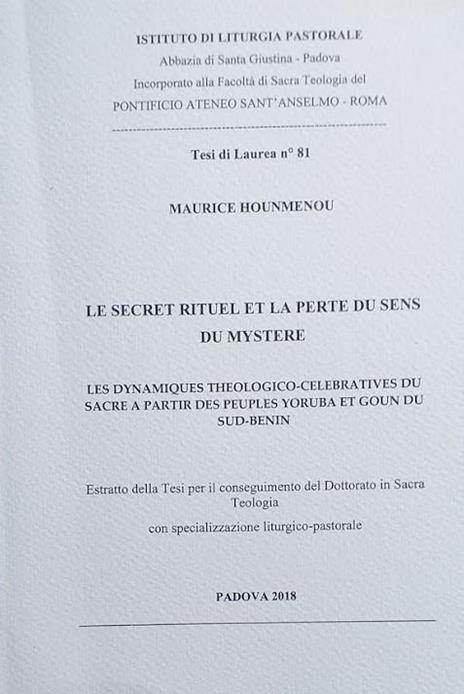 Le secret rituel et la perte du sens du mystère. Les dynamiques théologico-célébratives du sacre à partir des peuples Yoruba et Goun du Sud-Benin - copertina