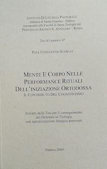 Mente e corpo nelle performence rituali dell'Iniziazione Ortodossa - copertina