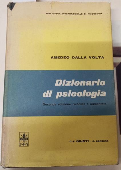 Dizionario di psicologia - Amedeo Dalla Volta - copertina