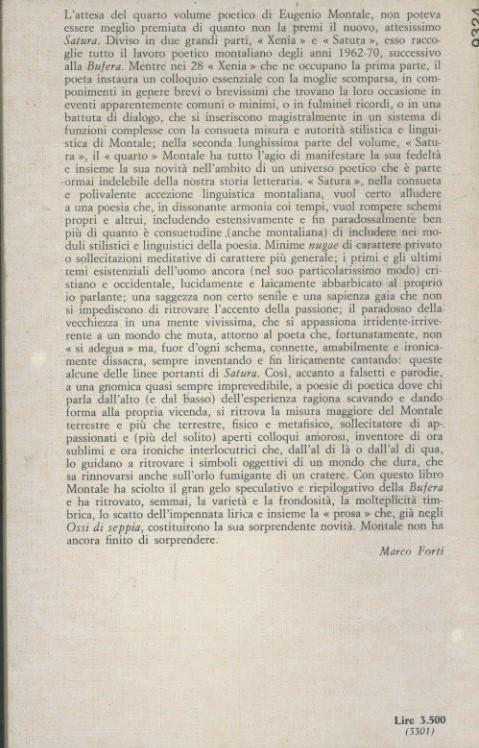 Satura - Eugenio Montale - 2