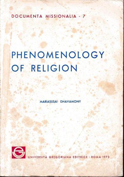 Phenomenology of religion - Mariasusai Dhavamony - copertina