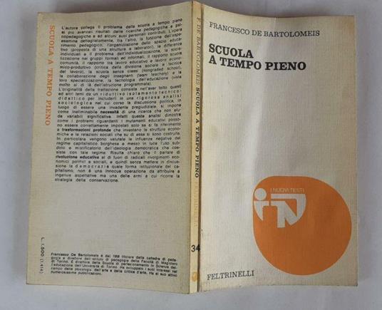 Scuola a tempo pieno - Francesco De Bartolomeis - copertina