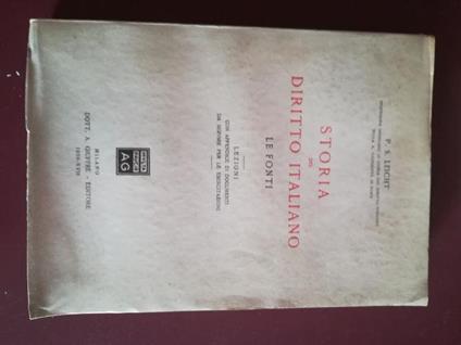 Storia del diritto italiano - P. Silverio Leicht - copertina