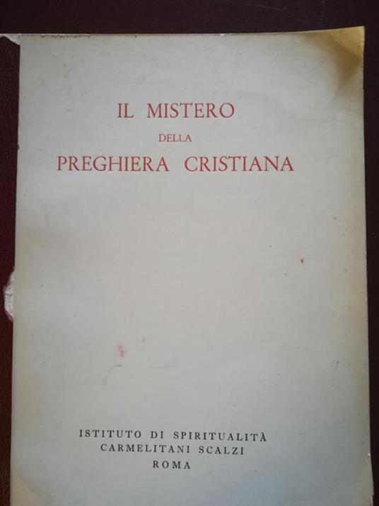 Il mistero della preghiera cristiana - copertina