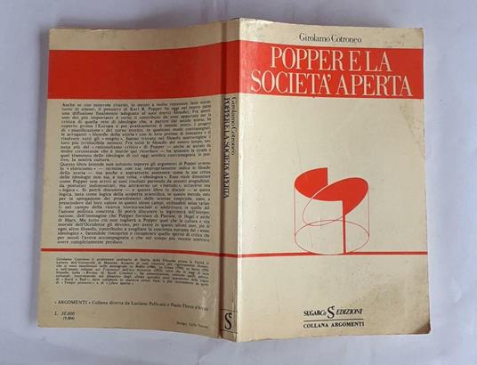 Popper e la societa' aperta - Girolamo Cotroneo - copertina
