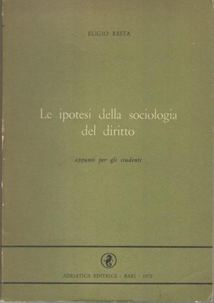 Le ipotesi della sociologia del diritto - copertina