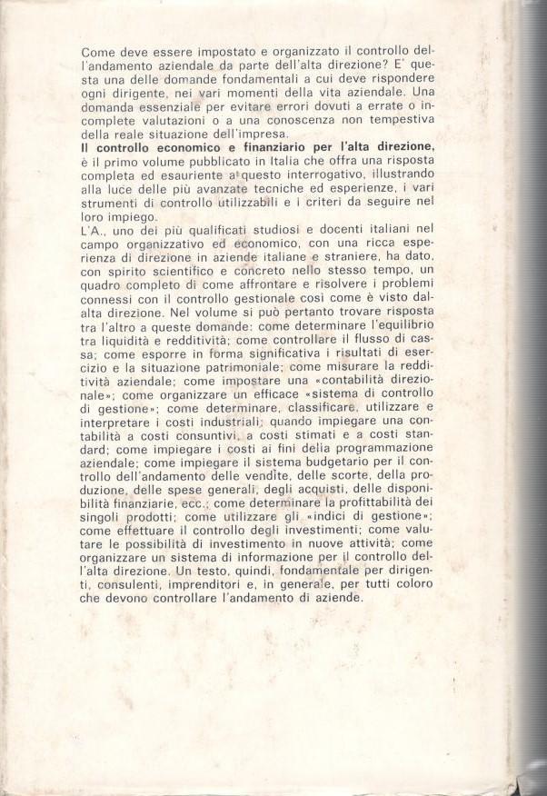 Il controllo economico e finanziario per l'alta direzione
