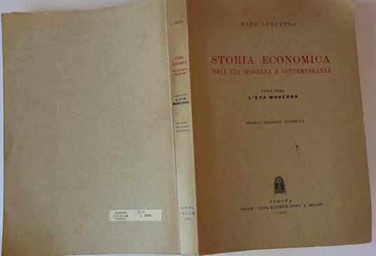 Storia economica dell'eta' moderna e contemporanea Parte prima - Gino Luzzatto - copertina