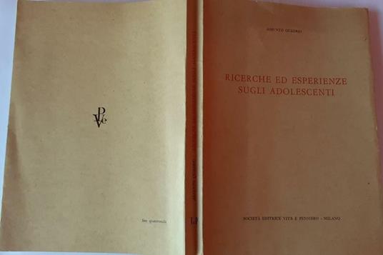 Ricerche ed esperienze sugli adolescenti - Assunto Quadrio - copertina
