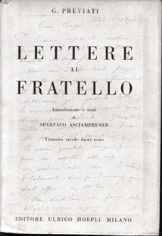 Lettere al fratello - Gaetano Previati - copertina