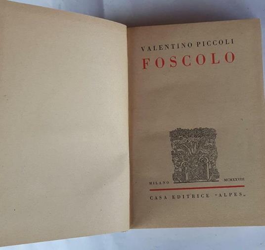 Foscolo - Valentino Piccoli - copertina