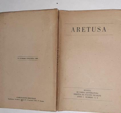 Aretusa. Rivista di varia letteratura diretta da Fausto Nicolini Anno 1 Numero 5-6 - copertina