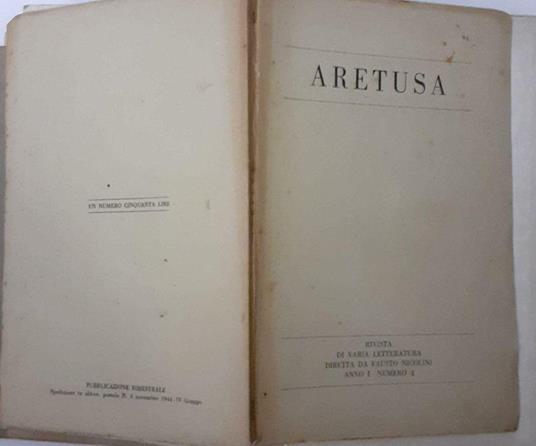Aretusa. Rivista di varia letteratura diretta da Fausto Nicolini. Anno 1 Numero 4 - copertina