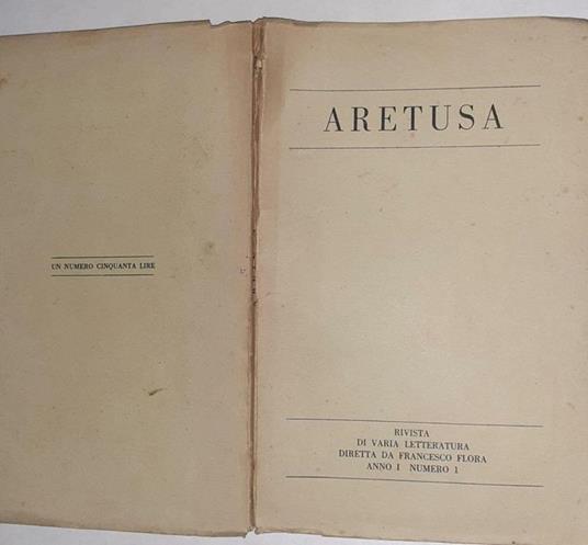 Aretusa. Rivista di varia letteratura diretta da Francesco Flora anno 1 numero 1 - copertina