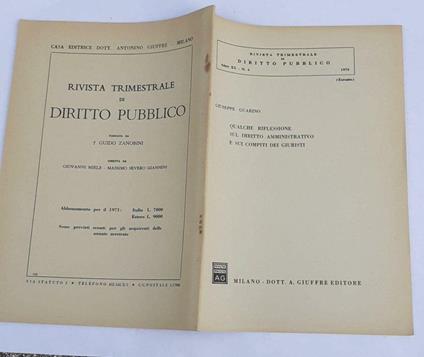 Qualche riflessione sul diritto amministrativo e sui compiti dei giuristi - Giuseppe Guarino - copertina