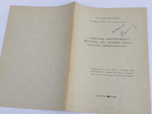 I tribunali amministrativi regionali nel quadro della Giustizia Amministrativa - Guglielmo Roehrssen - copertina