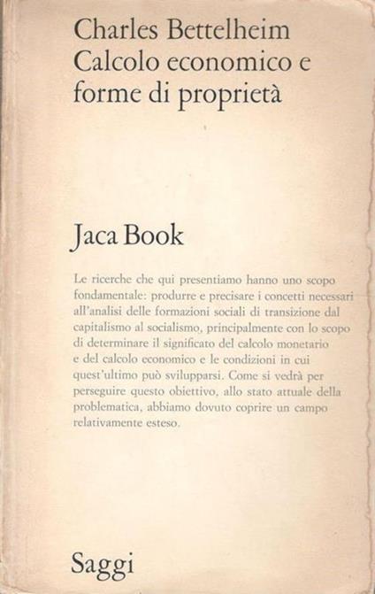 Calcolo economico e forme di proprietà - Charles Bettelheim - copertina