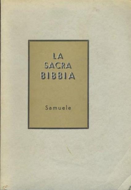 La sacra Bibbia. Samuele - copertina