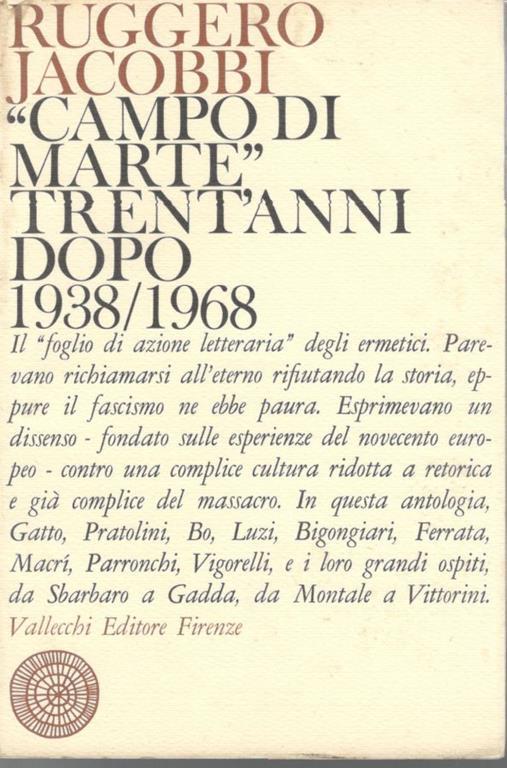 "Campo di Marte" trent'anni dopo 1938/1968 - Ruggero Jacobbi - copertina