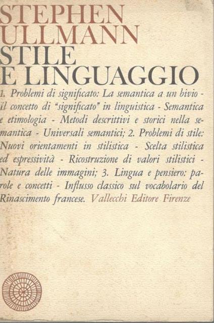 Stile e linguaggio - Stephen Ullmann - copertina
