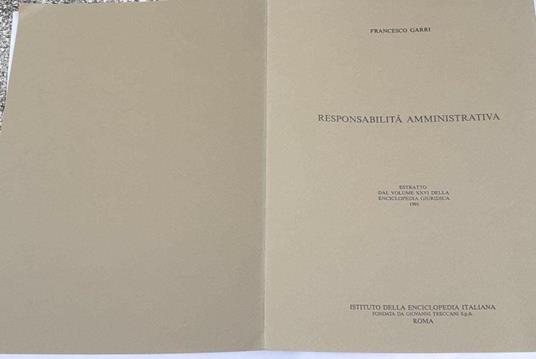 Responsabilità amministrativa - Francesco Garri - copertina
