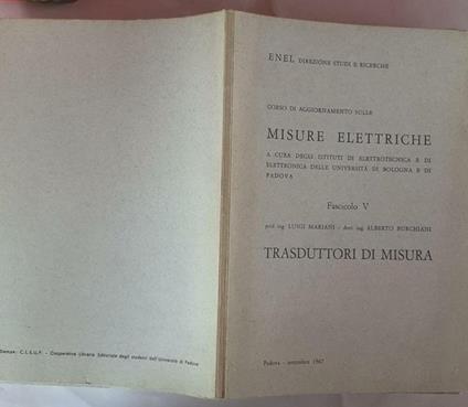 Corso di aggiornamento sulle misure elettriche fascicolo V - Luigi Mariani - copertina