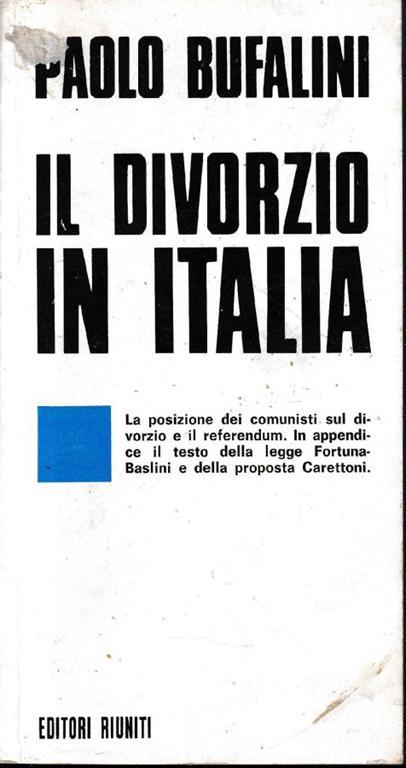Il  Divorzio in Italia - Paolo Bufalini - copertina