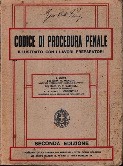 Codice di procedura penale illustrato con i lavori preparatori - copertina