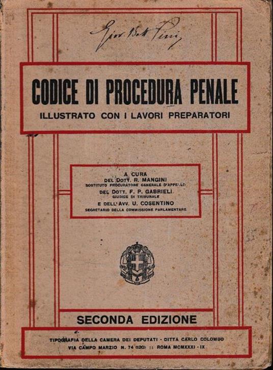 Codice di procedura penale illustrato con i lavori preparatori - copertina