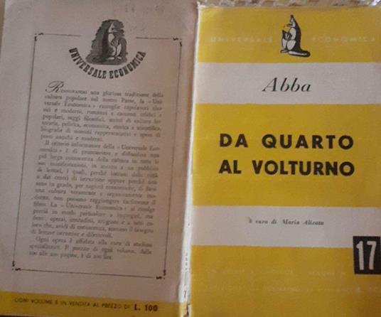 Da quarto al volturno - Giuseppe Cesare Abba - copertina