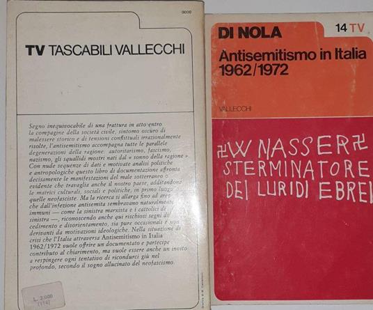 Antisemitismo in Italia 1962-1972 - Alfonso Maria Di Nola - copertina