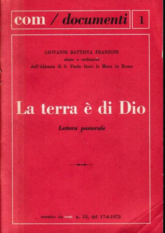 La  terra è di Dio. Estratto da Com, n. 53, del 17-6-1973 - copertina