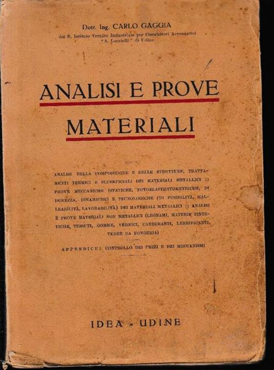 Analisi e prove materiali - copertina