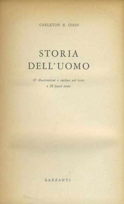 Storia dell'uomo - Carleton S. Coon - copertina