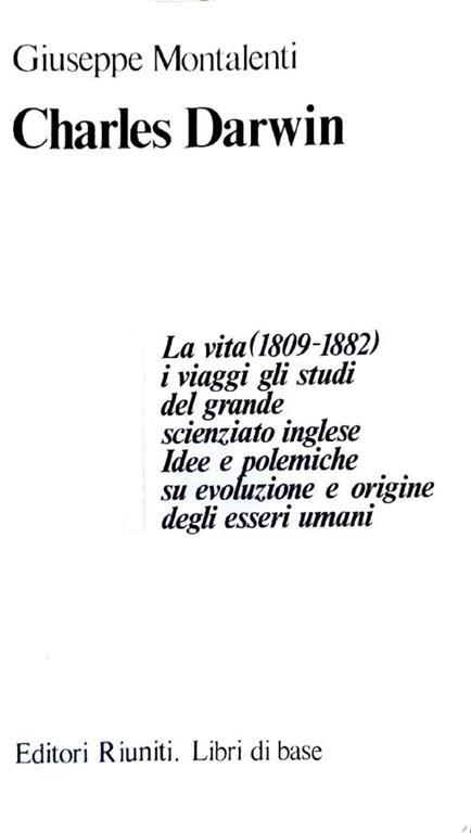 Charles darwin - Giuseppe Montalenti - copertina