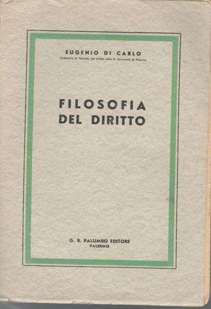 Filosofia del diritto - Eugenio Di Carlo - copertina