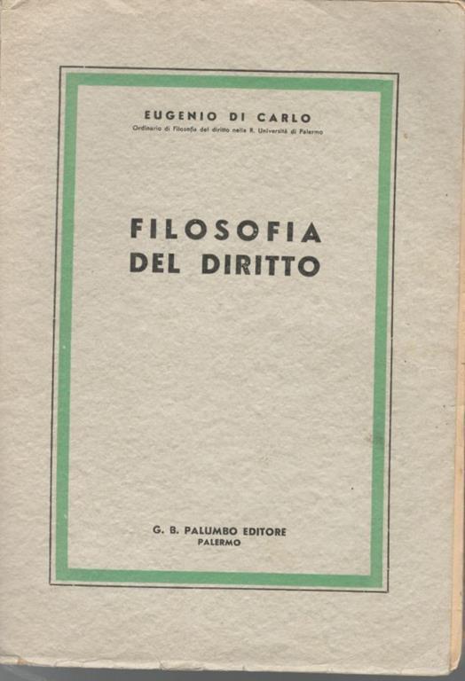 Filosofia del diritto - Eugenio Di Carlo - copertina