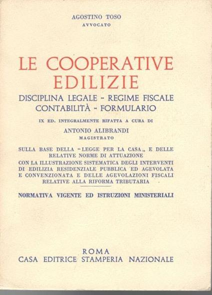 Le cooperative edilizie - Agostino Toso - copertina