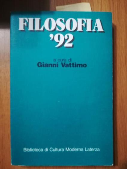Filosofia '92 - Gianni Vattimo - copertina