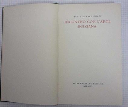 Incontro con l'arte egiziana - Boris De Rachewiltz - copertina