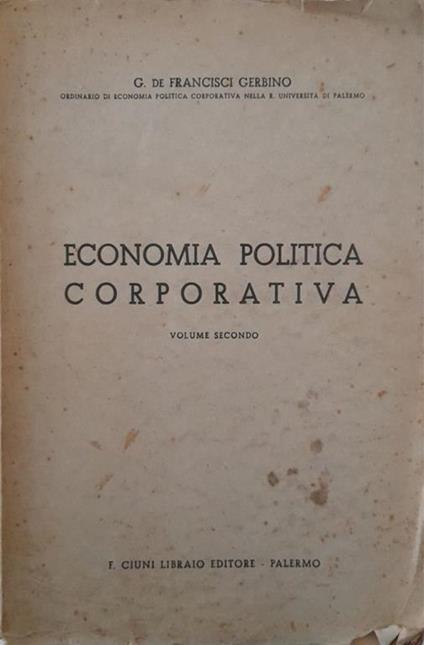Economia politica corporativa (volume secondo) - copertina