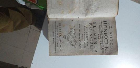 Elementa Juris Naturae et Gentium - Johann Gottlieb Heinecke - copertina