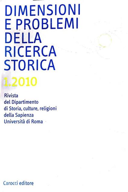 Dimensioni e problemi della ricerca storica 1.2020 - copertina