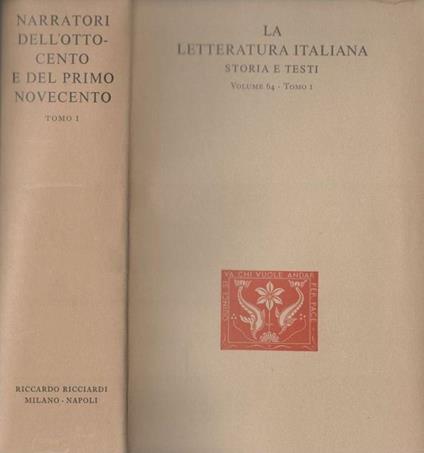 Narratori dell'ottocento e del primo novecento, tomo I - Aldo Borlenghi - copertina