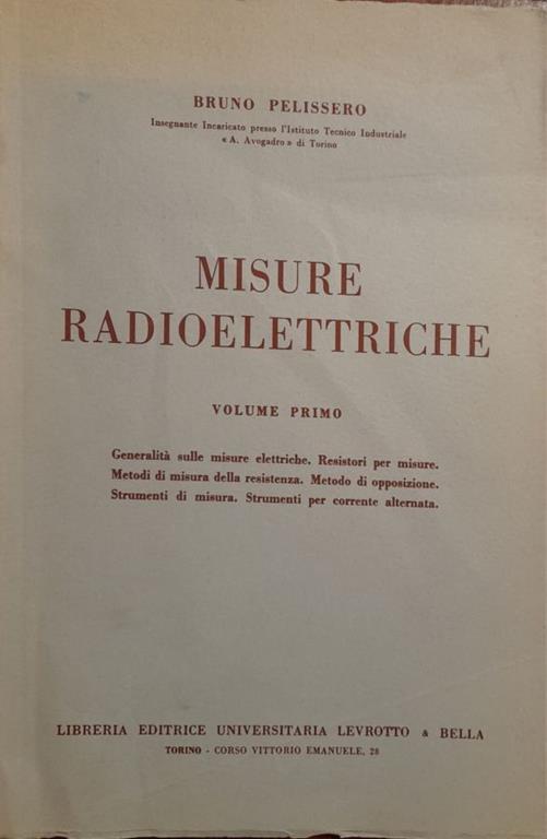 Misure radioelettriche (volume primo) - copertina