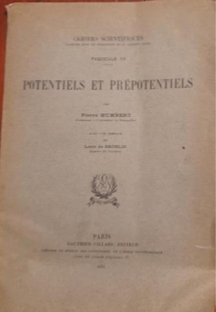 Potentiels et prépotentiels - Pierre Humbert - copertina