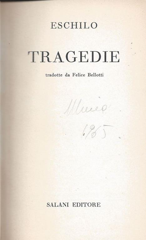 Tragedie - Eschilo - copertina