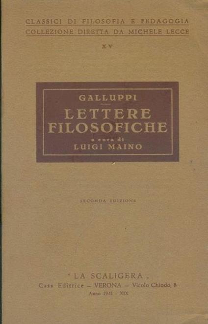 Lettere filosofiche - Pasquale Galluppi - copertina