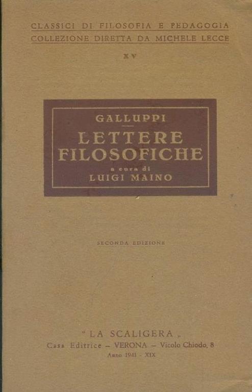 Lettere filosofiche - Pasquale Galluppi - copertina