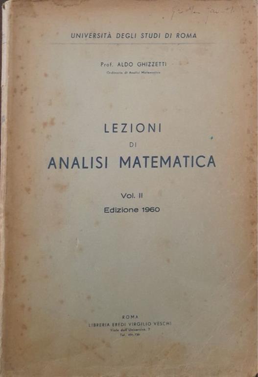Lezioni di analisi matematica (vol.II) - Aldo Ghizzetti - copertina